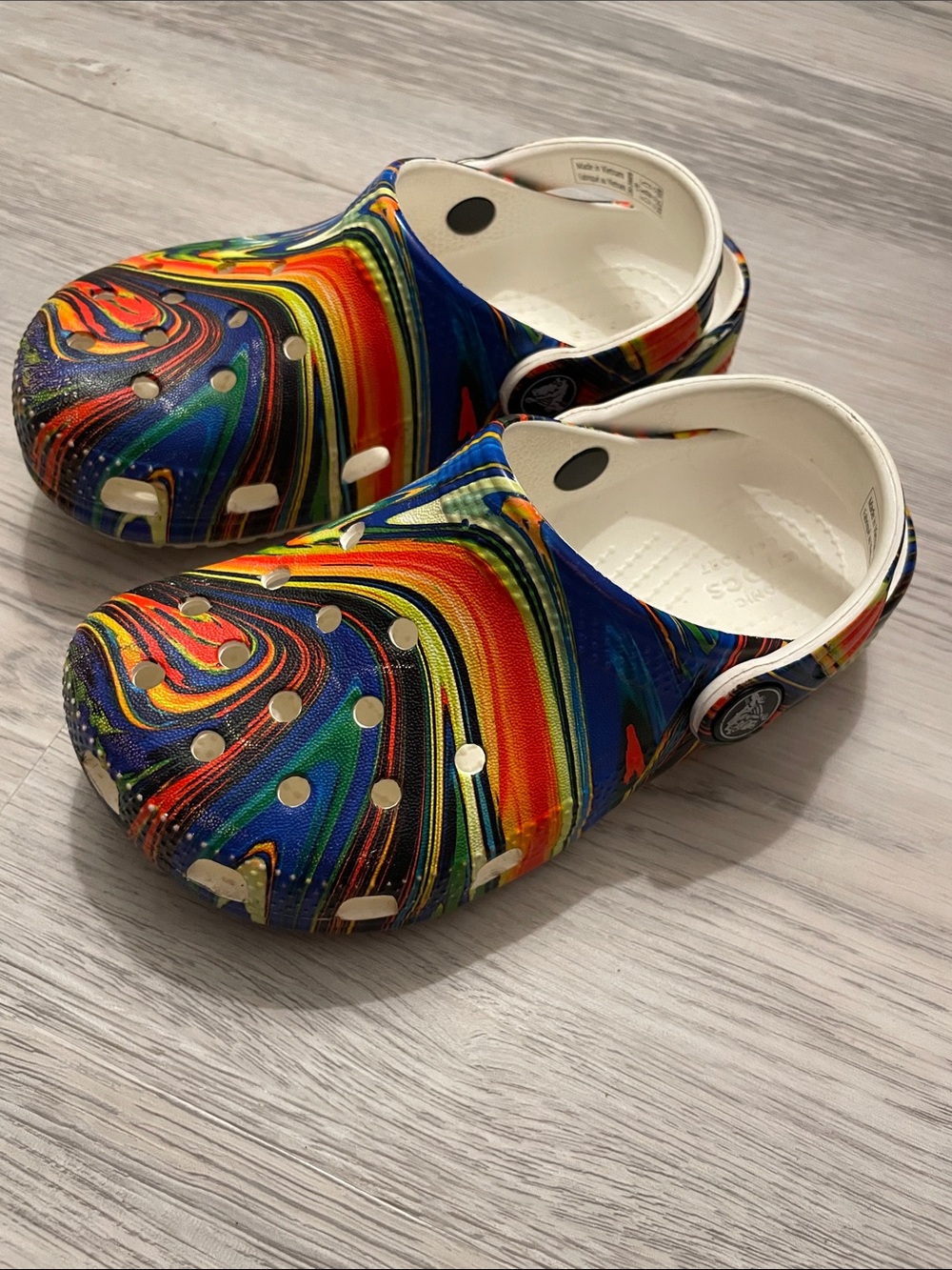 CROCS Kids Multicolor Swirl Clogs with White Trim